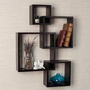 Macy's Black Interlocking Wall Shelf